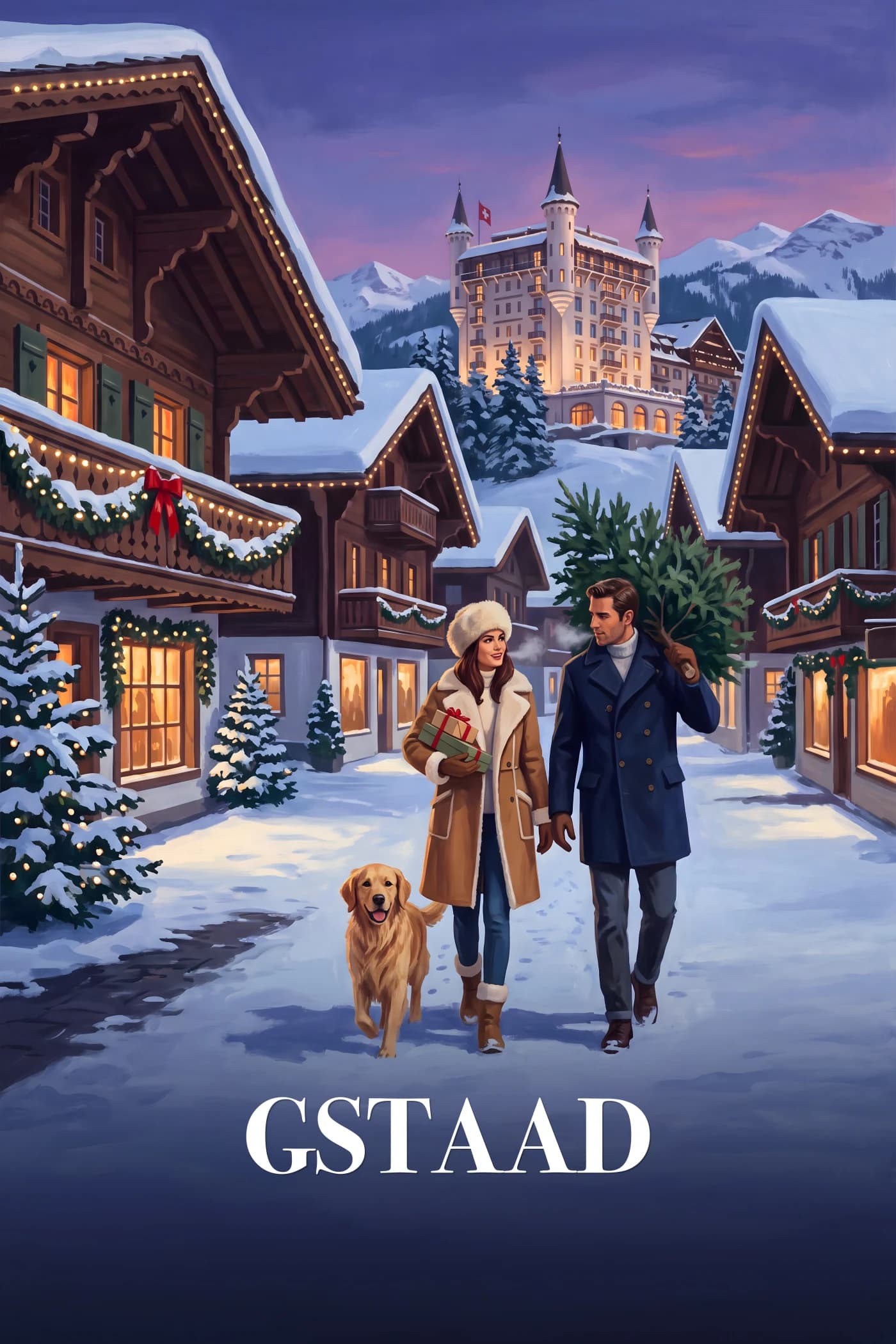 Gstaad Art Print — The Promenade at Christmas