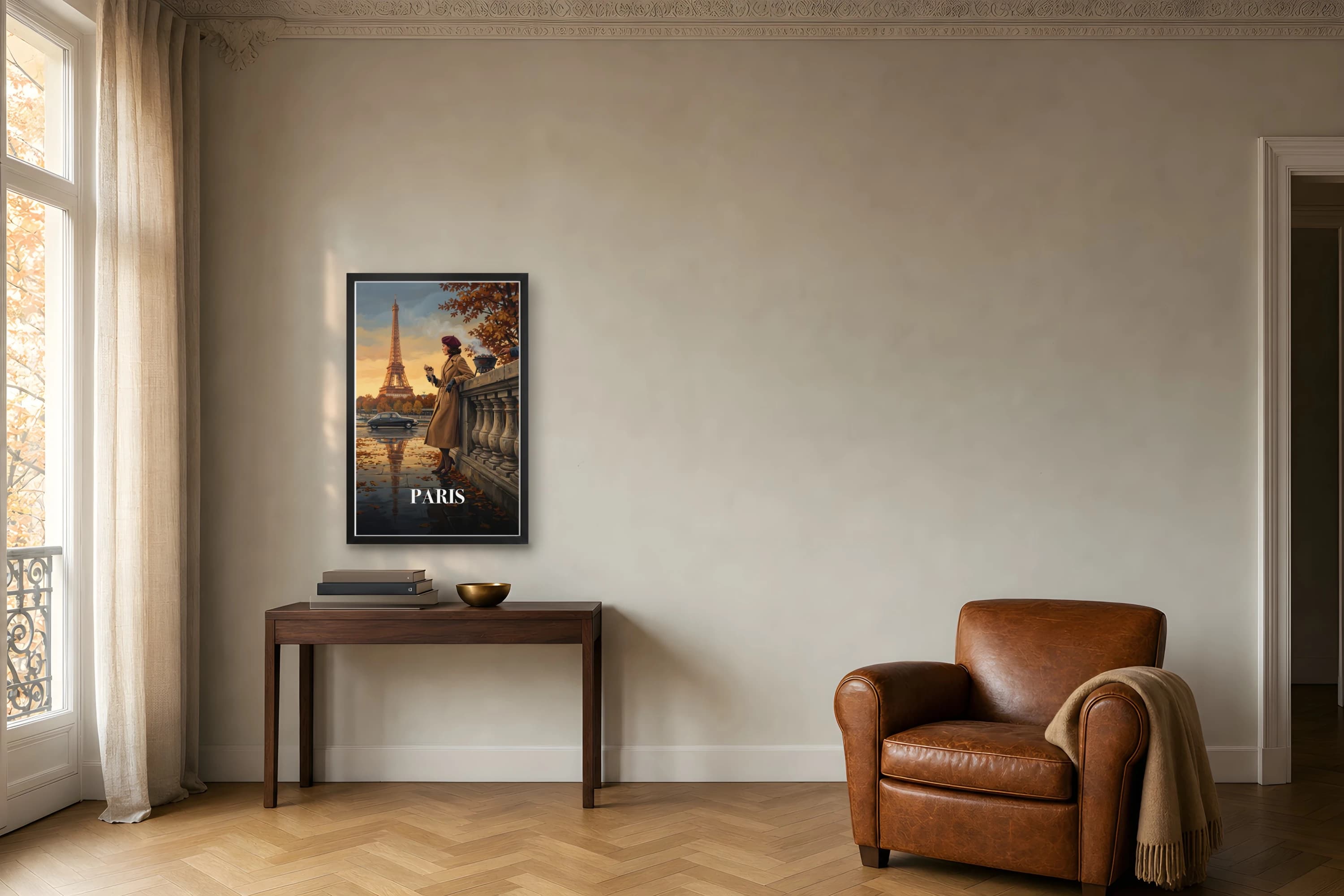 PARIS TROCADÉRO framed print on a living room wall